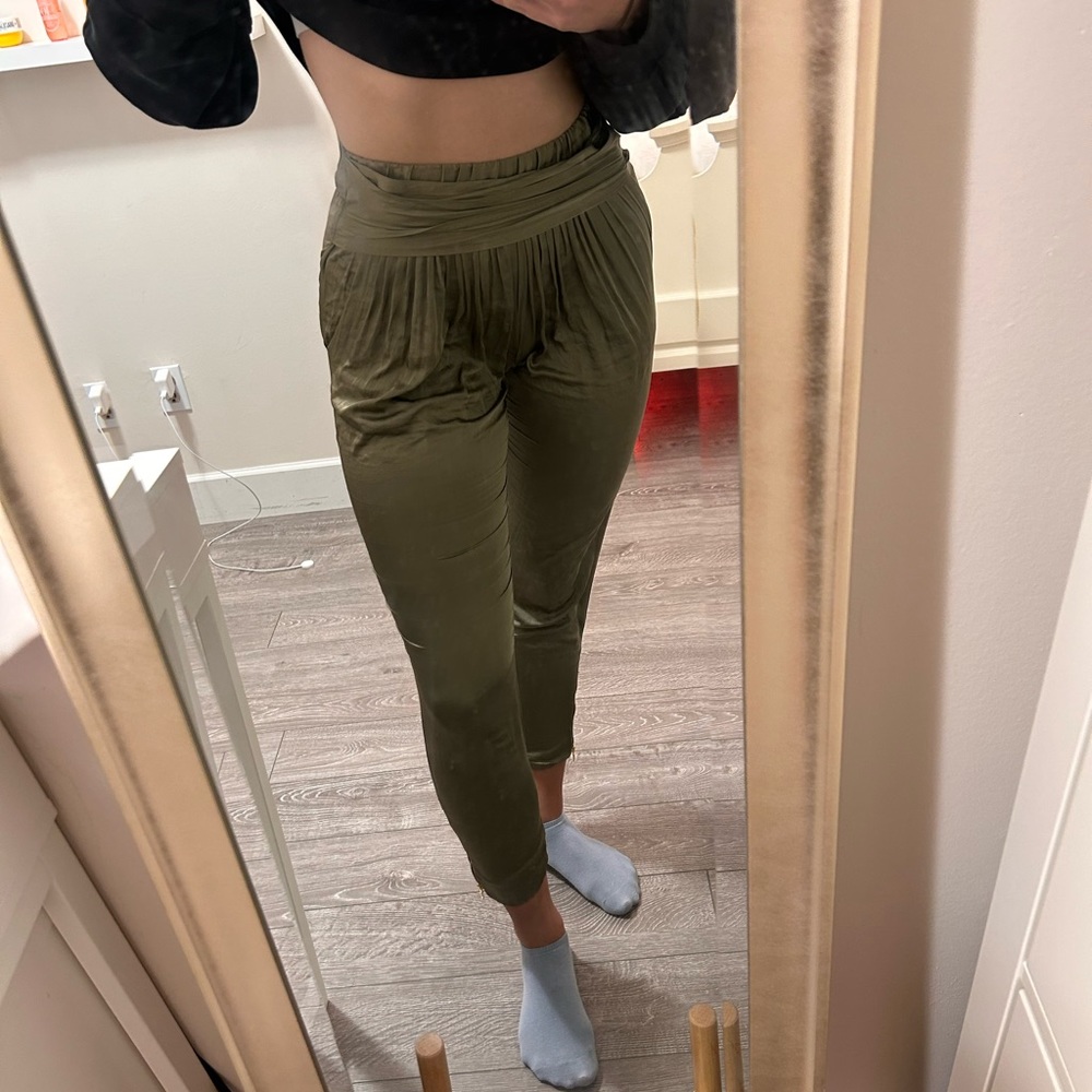 Zara olive green loose fit pants, size xsmall